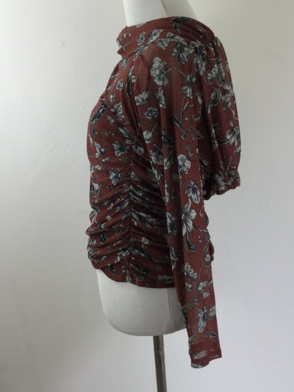 Anthropologie Maeve Brown Floral Off the Shoulder Blouse l - Picture 3 of 9